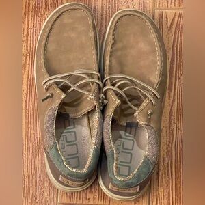 Hey Dude Brown and Green Casual Slip-On Loafers